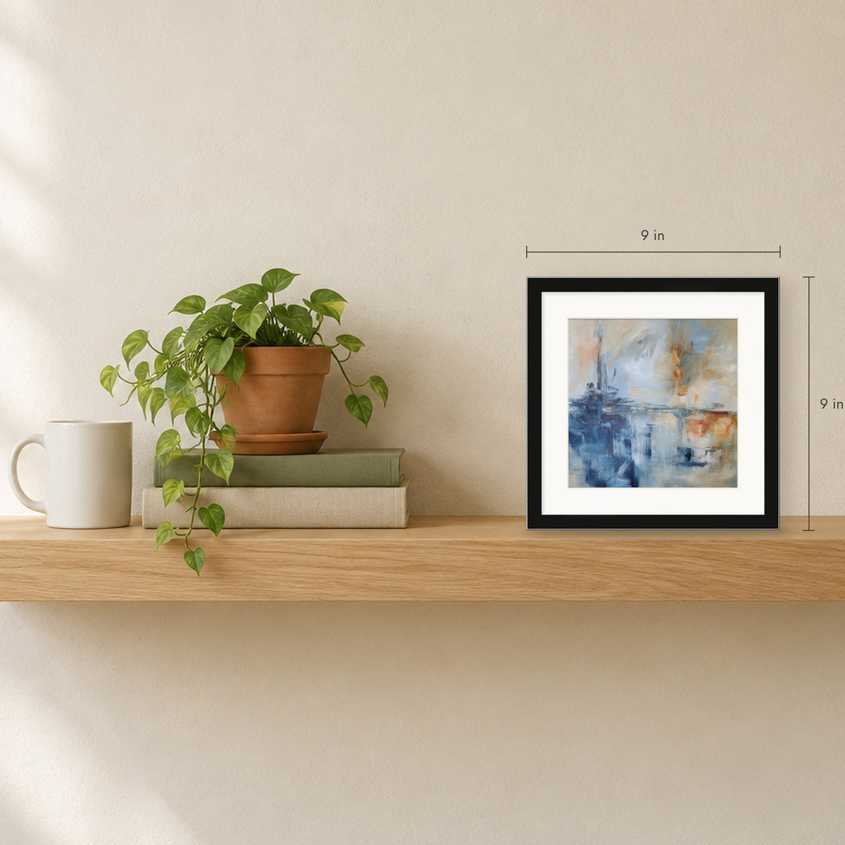 Shown to scale on a shelf