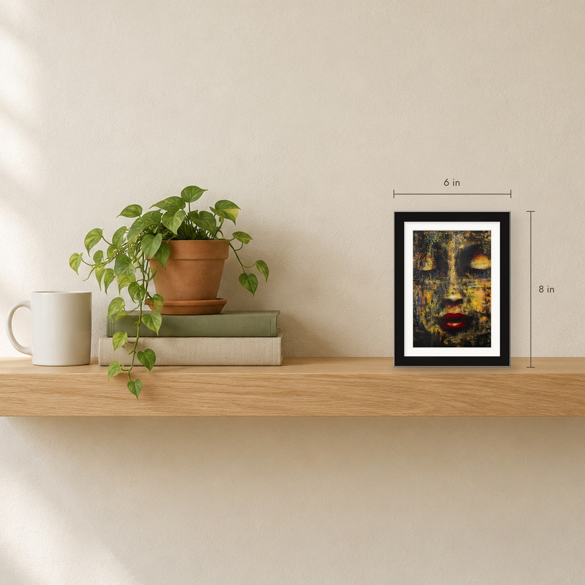 Shown to scale on a shelf