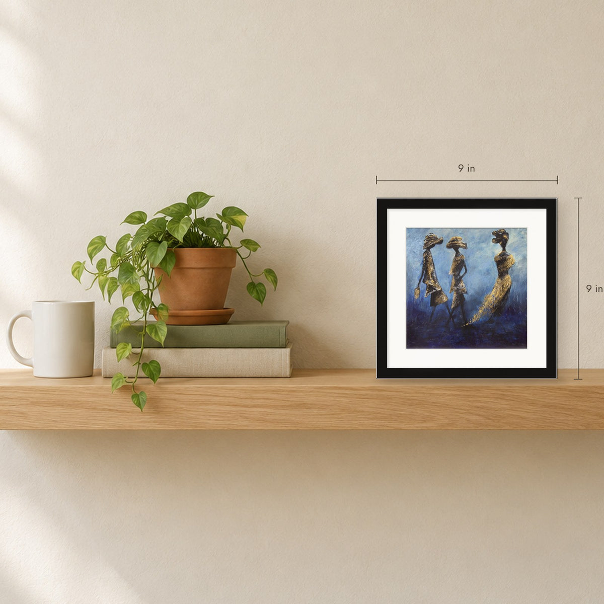 Shown to scale on a shelf