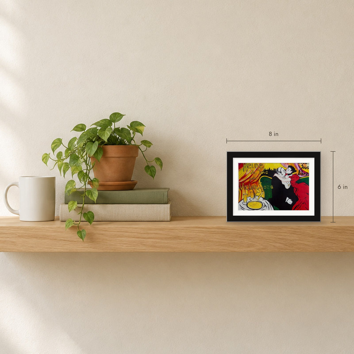 Shown to scale on a shelf
